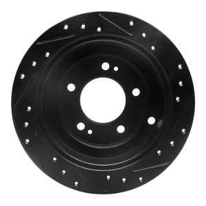 Kia AMANTI Brake Rotor (1) - Rear Left - R1 Concepts - Drilled & Slotted - Black - `04-`06